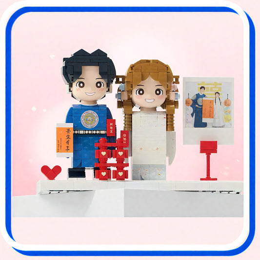 Wedding Gift for Newlyweds - Custom Couple Wedding Photo Building Block Figurine - Creative Birthday Decor & Design Service-Free Shipping in 15 Days
