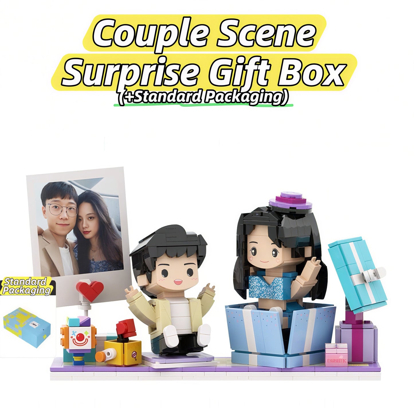 Gift for Best Friend &Wedding Couple-Custom Photo Building Block Figurine