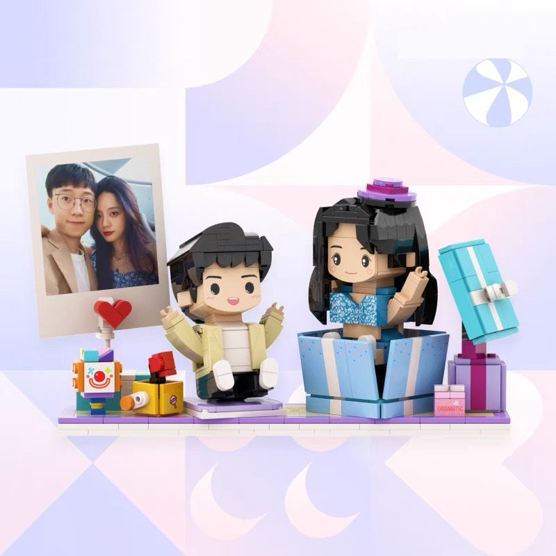 Gift for Best Friend &Wedding Couple-Custom Photo Building Block Figurine